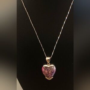 Murano millefiori glass sterling pendant necklace 18”